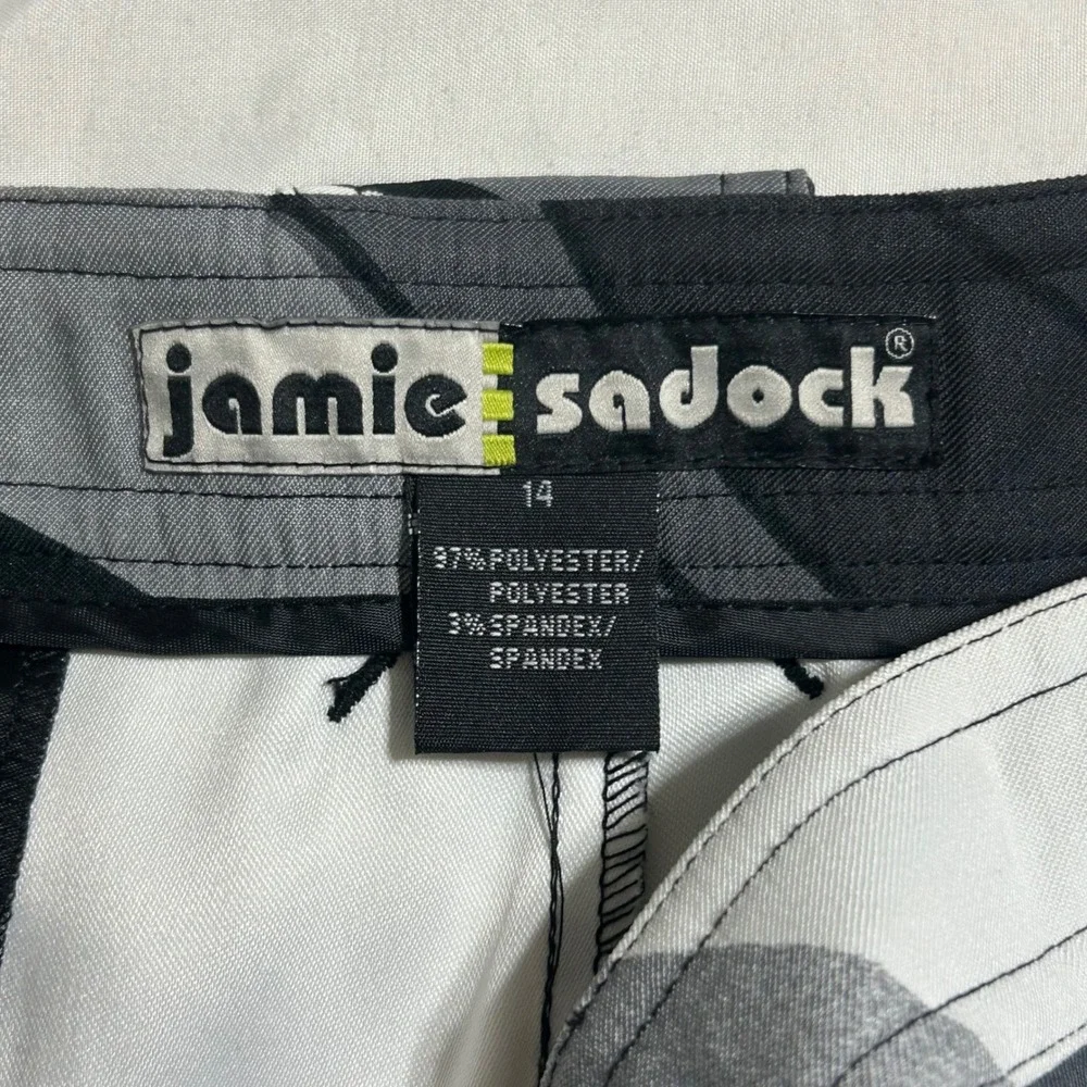 Jamie Sadock Womens Gray Abstract Geometric Golf Shorts Size 14 Black White - Picture 7 of 12
